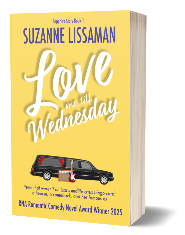 Rom com Be More Octopus by Suzanne Lissaman, shown as a paperback book - teal cover including a woman artist and a man sitting down